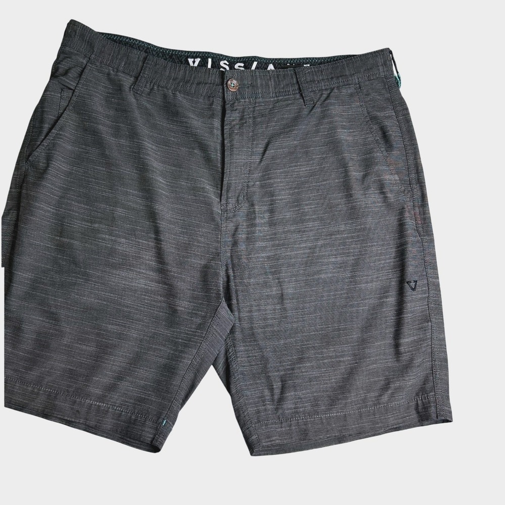 Vissla Mens Hybrid Shorts Gray Heathered Upcycled Stretch Walk Shorts Size 36